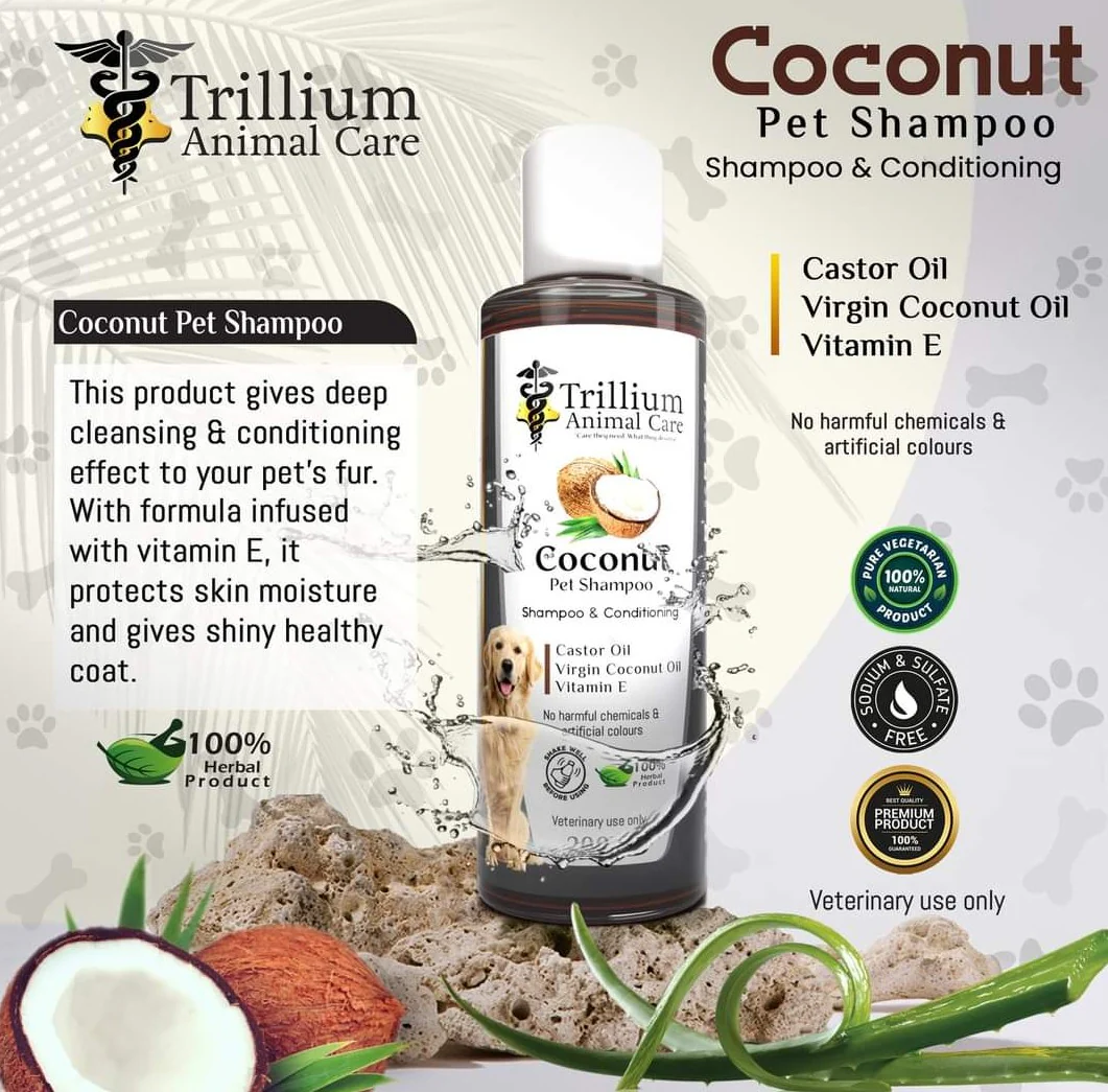 Trillium animal care pet grooming shampoo 200ml - Coconut
